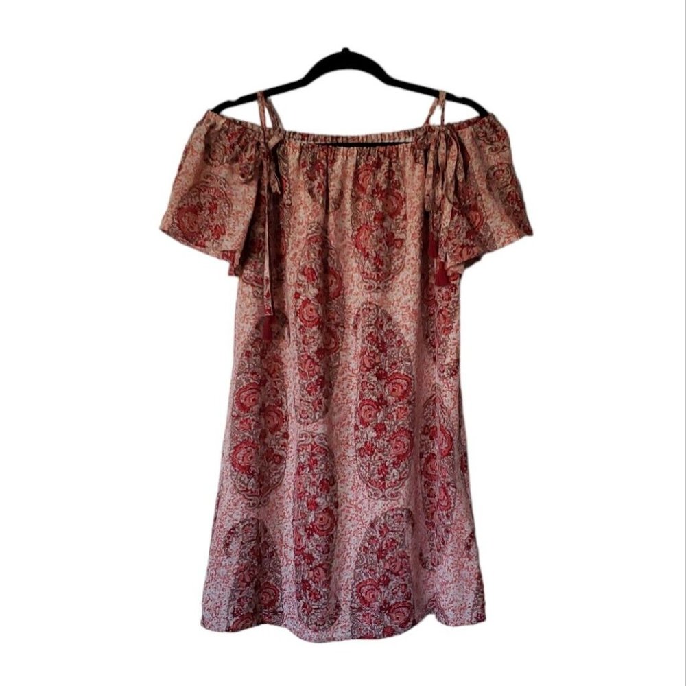 Madewell Silk Cold-Shoulder Women's Dress in Watercolor Paisley Print Size M - Picture 5 of 16